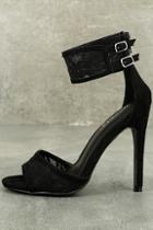 Jacobies Drusilla Black Lace Ankle Strap Heels