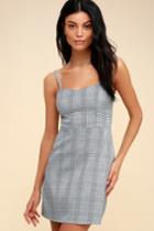 Good To Be Plaid Grey Mini Dress | Lulus