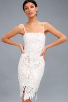 Resplendence White Lace Bodycon Midi Dress | Lulus