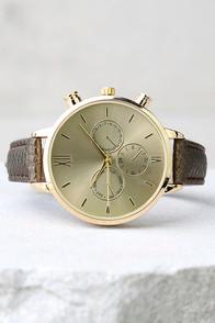 Lulus Time To Go Gold And Bronze Leather Watch