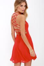 Lulus Good Deeds Red Lace-up Dress