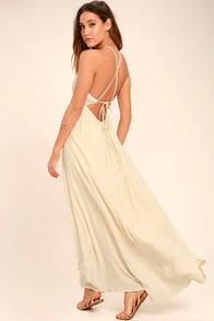 Lulus Beautiful Moment Light Beige Lace Maxi Dress