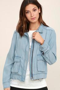 Bb Dakota Jaden Light Blue Chambray Jacket