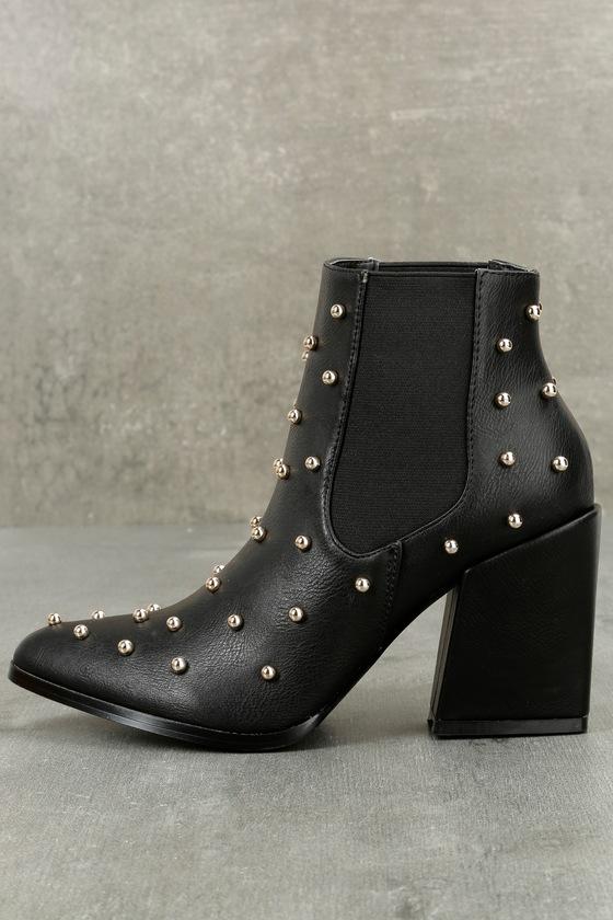 Liliana | Kestrel Black Studded Ankle Booties | Size 10 | Vegan Friendly | Lulus