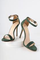 Elsi Forest Green Suede Single Strap Heels | Lulus