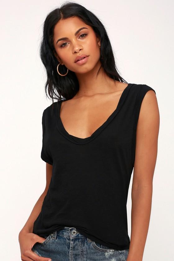 Free People Cleo Black V-neck Tee | Lulus