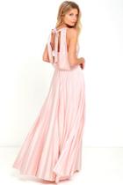 Lulus Epic Night Blush Pink Satin Maxi Dress