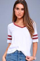 Z Supply | Outfielder Washed Burgundy And White Tee | Lulus