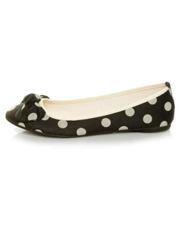 Mixx Penny 10 Black Polka Dot Bow Ballet Flats