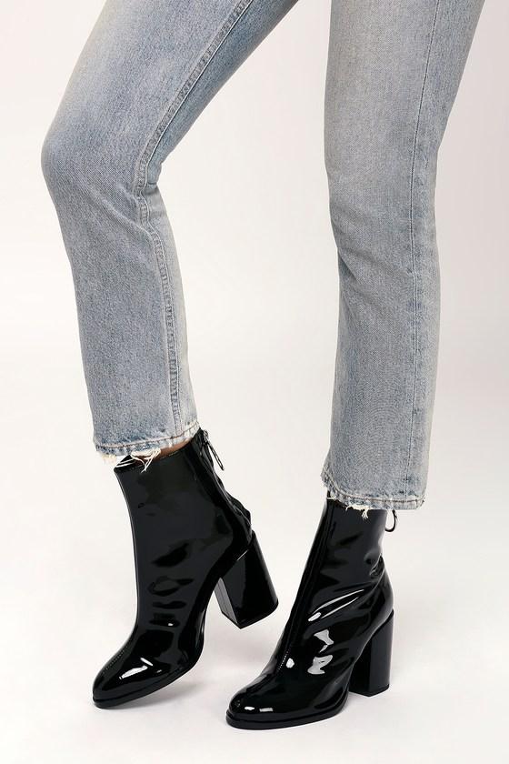 Tony Bianco Faya Black Patent Leather Mid-calf High Heel Boots | Lulus |  LookMazing
