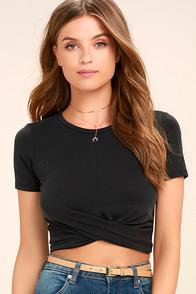 Lulus All-access Pass Washed Black Crop Top
