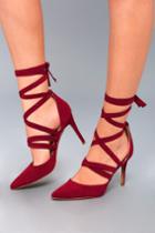 Kennedy Burgundy Suede Lace-up Heels | Lulus
