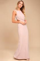 Lulus | Trista Blush Cutout Maxi Dress | Size Large | Pink | 100% Polyester