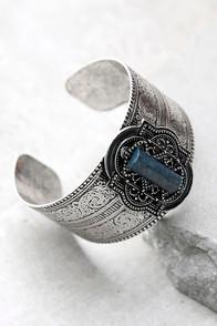 Lulus Enchanted Kingdom Blue And Silver Cuff Bracelet