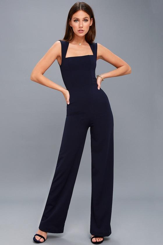 Lulus | Enticing Endeavors Navy Blue Jumpsuit