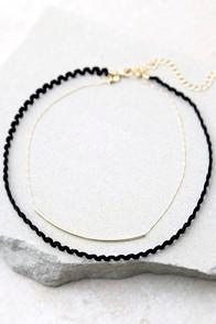 Lulus Pair Off Black And Gold Layered Choker Necklace
