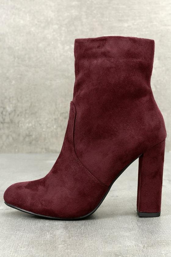 Soda Liverpool Vino Burgundy Suede Mid-calf High Heel Boots | Lulus