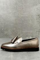 Steven By Steve Madden Naomie Pewter Leather Pointed Toe Loafers