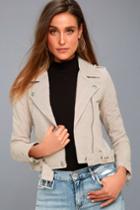 Blank Nyc Backhanded Light Grey Genuine Suede Leather Moto Jacket | Lulus