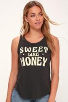 Chaser Sweet Like Honey Washed Black Lace-up Muscle Tee | Lulus