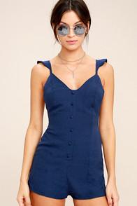 Lulus Dance It Out Navy Blue Backless Romper