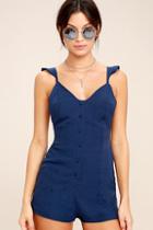 Lulus Dance It Out Navy Blue Backless Romper