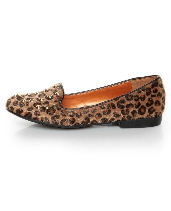 Promise Zadina Leopard Pony Fur Studded Smoking Slipper Flats