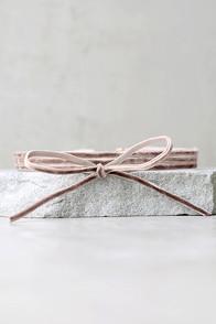Lulus Gifted Taupe Velvet Layered Choker Necklace