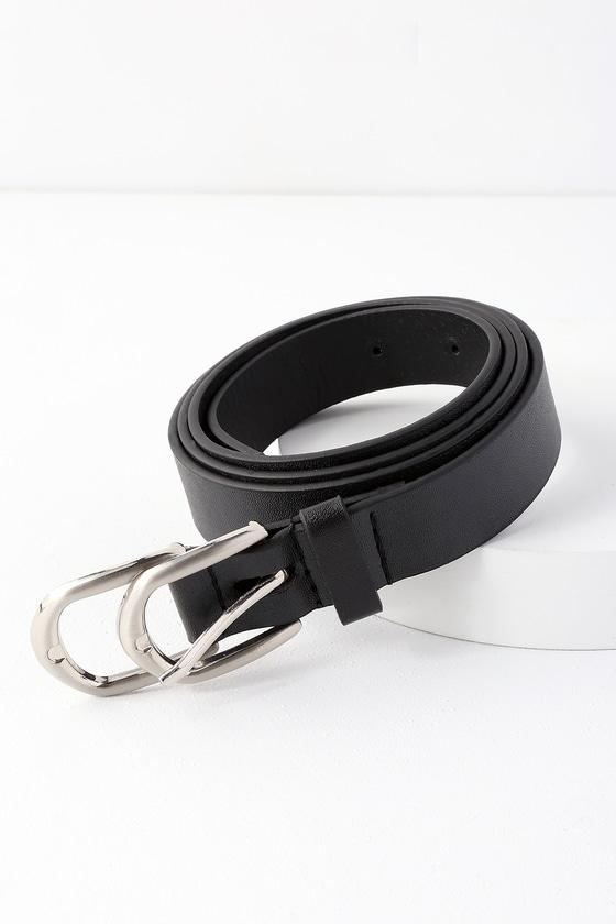 Double Down Black And Silver Double Buckle Belt | Lulus