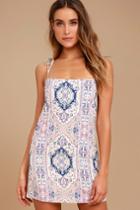 Lulus | That's What I Like Blush Pink Print Shift Dress | Size Large | 100% Rayon