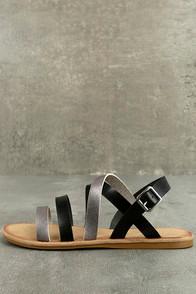 Bamboo Haddie Black Metallic Gladiator Sandals