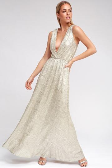All That Shimmers Is Gold Light Gold Maxi Dress | Lulus