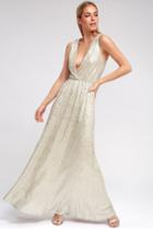 All That Shimmers Is Gold Light Gold Maxi Dress | Lulus