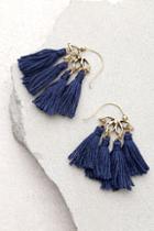 Lulus Midnight Sun Navy Blue Tassel Earrings