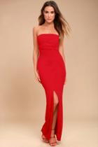 Own The Night Red Strapless Maxi Dress | Lulus