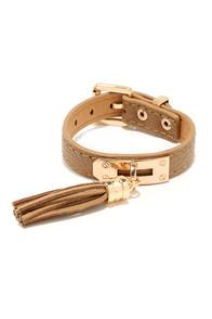 Lulu*s Rochambeau Brown Tassel Bracelet