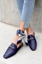 Steven By Steve Madden | Razzi L Navy Leather Loafer Slides | Size 5.5 | Blue | Lulus