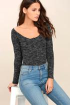 Lulus Hangin' Around Black Off-the-shoulder Top