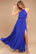 Lulus | Essence Of Style Royal Blue Maxi Dress | Size X-small | 100% Polyester