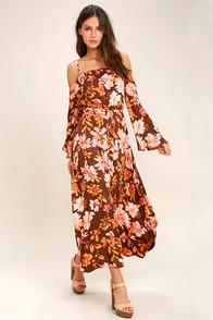 Somedays Lovin' She's A Wildflower Burgundy Print Maxi Dress