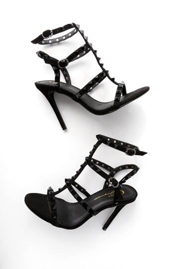 Olivia Jaymes Rhiannon Black Studded Caged Heel | Lulus