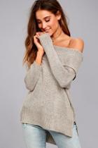 Rd Style Forever Love Heather Grey Off-the-shoulder Sweater