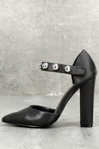 Shoe Republic La Nai Black Studded Heels