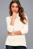Lulus | Ottawa Cream Turtleneck Sweater Top | Size X-small | White