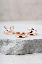 Lulus Winning Hearts Rose Gold Ring Set