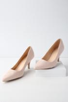 Qupid Buchanan Nude Suede Pumps | Lulus