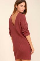 Lulus Bringing Sexy Back Rust Red Backless Sweater Dress