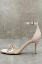 Jewel By Badgley Mischka Alana Champagne Satin Ankle Strap Heels | Lulus