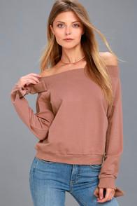 Lulus Dancing For My Life Mauve Off-the-shoulder Sweatshirt
