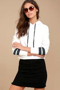 Others Follow Champion White Cropped Hoodie
